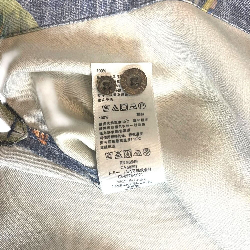 Tommy Bahama XL Mens 100% Silk Hawaiian Shirt Button Up Blue Floral Resort Camp - Picture 9 of 14